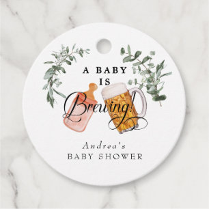 Baby Brewing Watercolor Baby Shower Favour Tags