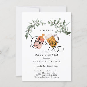 Baby Brewing Watercolor Baby Shower Invitation