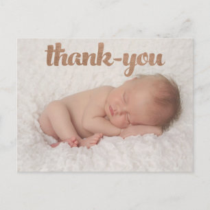 Baby Bronze Thank You Birth Announcement Photo Postcard