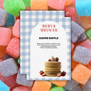 Baby & Brunch Blue Strawberry Pancakes Baby Shower Enclosure Card