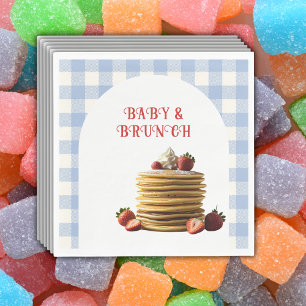 Baby & Brunch Blue Strawberry Pancakes Baby Shower Napkin