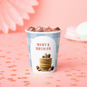 Baby & Brunch Blue Strawberry Pancakes Baby Shower Paper Cups