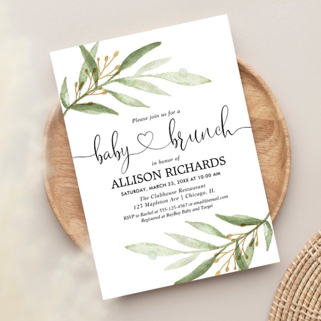 Baby brunch gender neutral greenery baby shower invitation (Creator Uploaded)