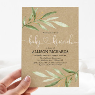 Baby brunch gender neutral rustic baby shower invitation