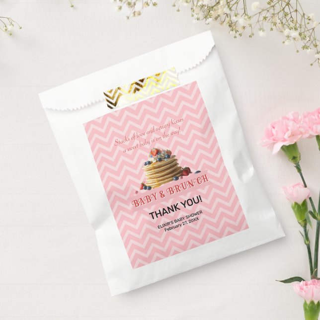 Baby & Brunch Pink Strawberry Pancakes Baby Shower Favour Bags (Sealed)