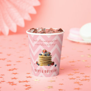 Baby & Brunch Pink Strawberry Pancakes Baby Shower Paper Cups