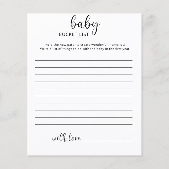 Baby bucket list (Front)