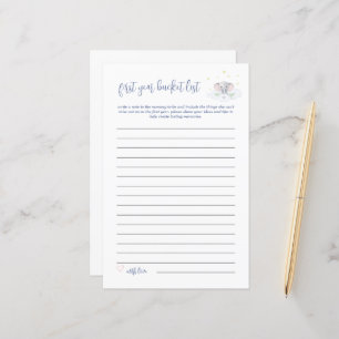 Baby Bucket List Game Elephant Baby Shower Blue