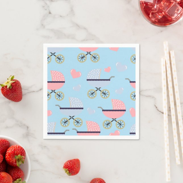 Baby Buggies Pink/Blue Paper Napkin Baby Boy (Insitu)