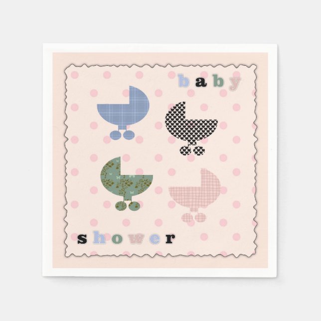 Baby Buggy Girl Baby Shower Paper Napkins (Front)