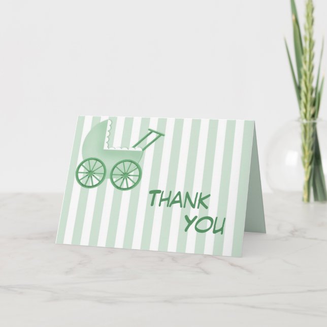 Baby Buggy Striped Thank You Card (Front)