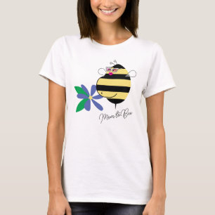 Baby Bump Blue Floral Mum to Bee with Glasses T-Shirt