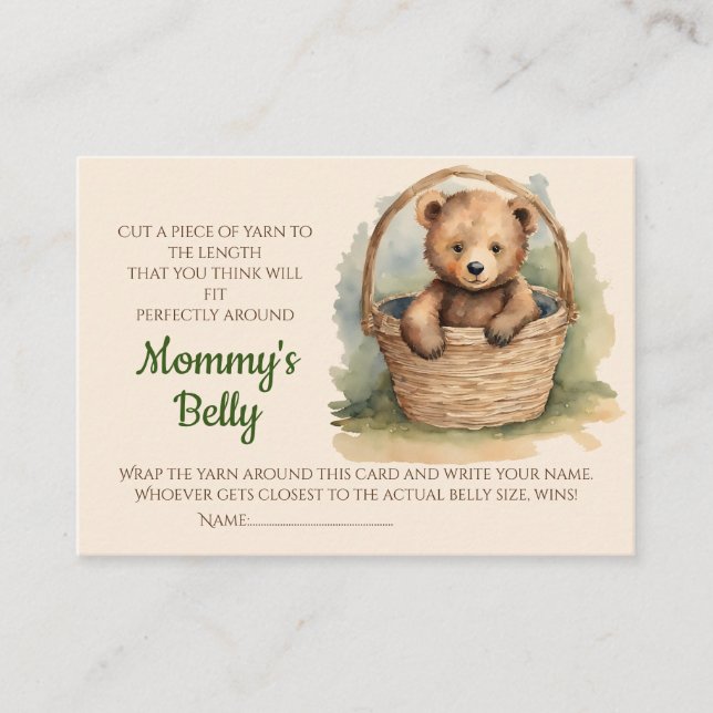 Baby Bump Game Guess Belly Size Gender Neutral Enclosure Card (Front)