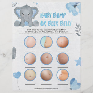Baby Bump Or Beer Belly [Baby Elephant [Blue] Custom Letterhead