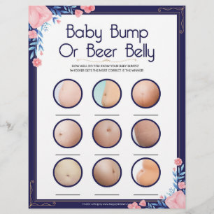 Baby Bump Or Beer Belly [Floral Frame] Custom Letterhead