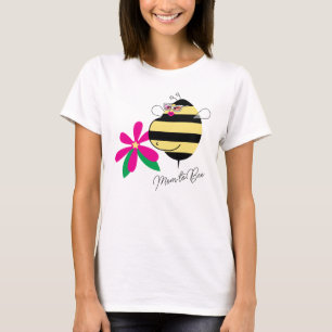 Baby Bump Pink Floral Mum to Bee with Glasses T-Shirt