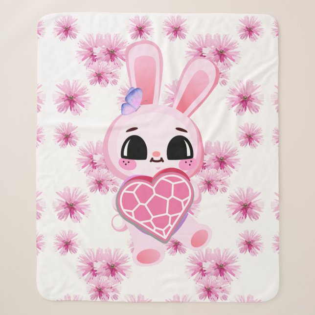Baby Bunny Aesthetic Sherpa Blanket (Front)