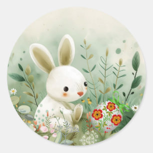 BABY BUNNY AND EASTER EGG CLASSIC ROUND STICKER