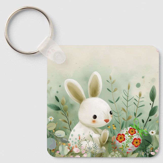 BABY BUNNY AND EASTER EGG KEY RING (Front)
