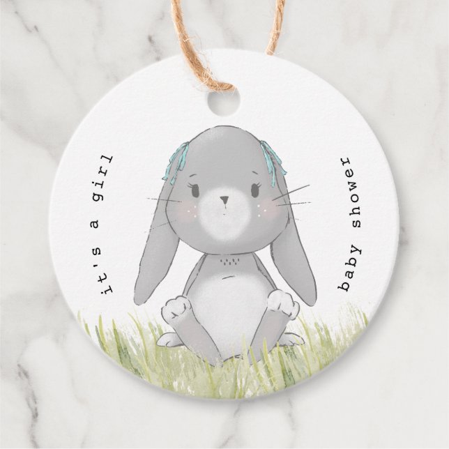 baby bunny baby shower favour tags (Front)