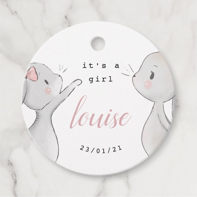 baby bunny baby shower favour tags (Front)