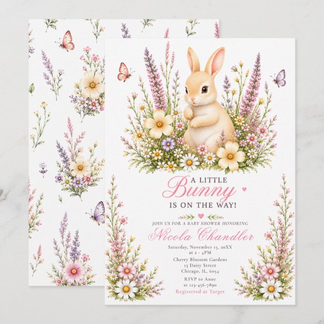 Baby Bunny Baby Shower Invitation (Front/Back)