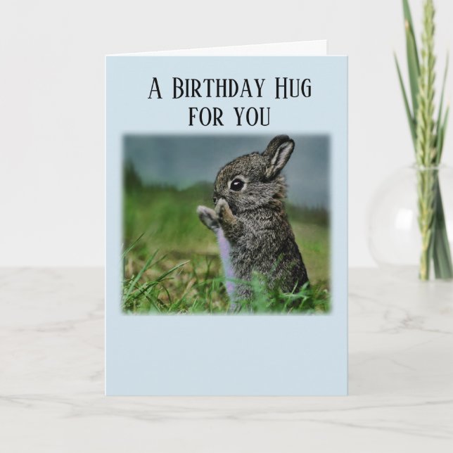 Baby Bunny Birthday Hug Card (Front)