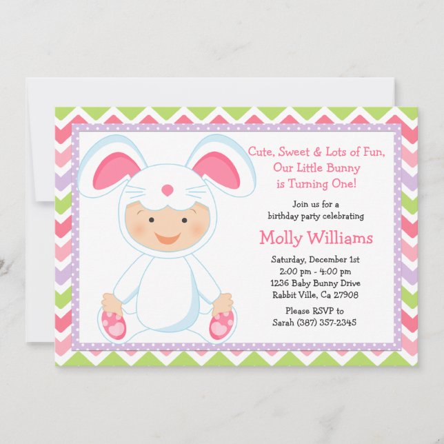 Baby Bunny Birthday Party Invitation (Front)