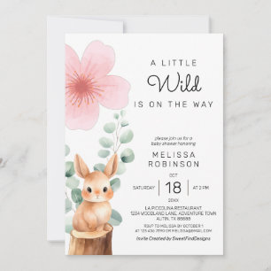 Baby Bunny Cherry Blossom Flower Baby Girl Shower Invitation