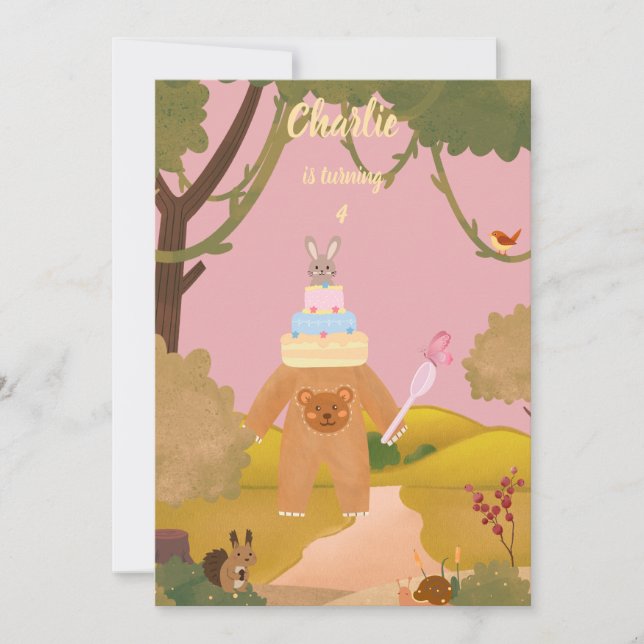 Baby Bunny Forest birthday  Invitation (Front)