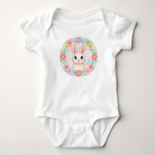 Baby Bunny in Floral Wreath Bodysuit