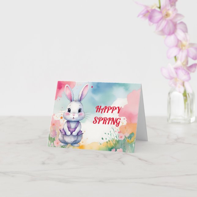 Baby Bunny in Spring  Card (Orchid)