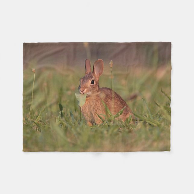 Baby bunny in the grass fleece blanket (Front (Horizontal))