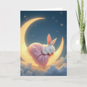 Baby Bunny On a Crescent Moon Card