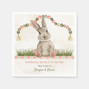 Baby Bunny Peach Ivory Sage Paper Napkin