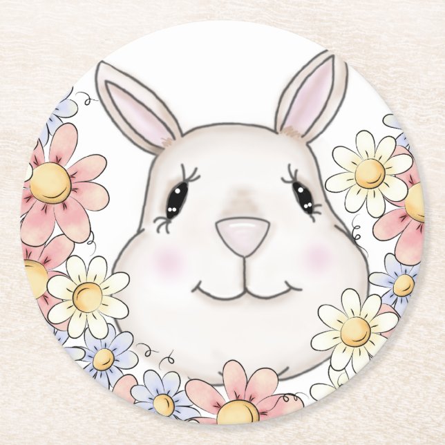 Baby Bunny Rabbit Paper Coaster (Front)