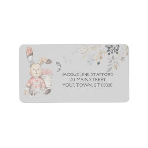 Baby Bunny Rabbit Watercolor Gender Neutral Label