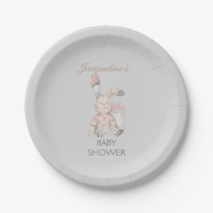 Baby Bunny Rabbit Watercolor Gender Neutral Paper Plate