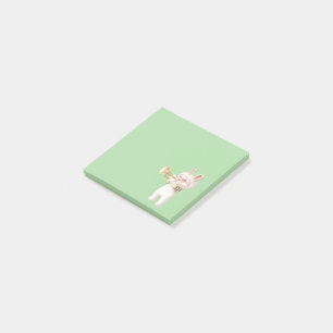 Baby Bunny Trumpet Player with Bird in Lily Garden Post-it Notes