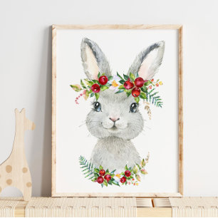 Baby Bunny Woodland Animal Nursery   Cute Wall Art