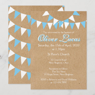 Baby Bunting Blue Baptism Christening Invitation