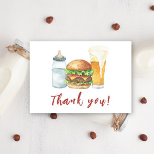 Baby, Burgers and Beers Baby shower Thank you Card