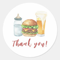 Baby, Burgers and Beers Baby shower Thank you