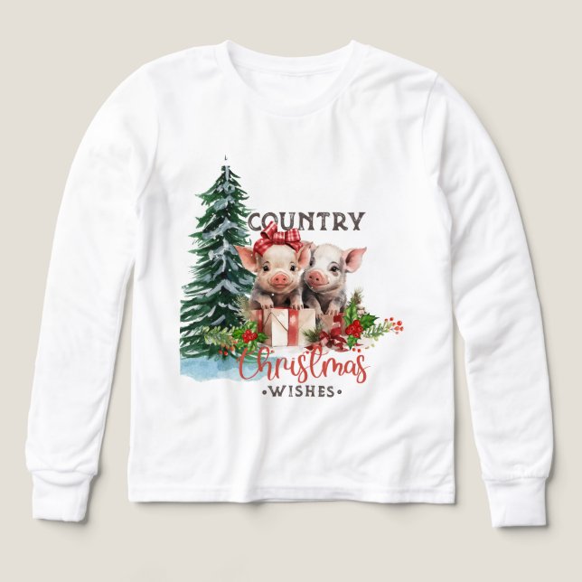 Baby Calfs - Country Christmas Wishes  LS T-Shirt (Design Front)
