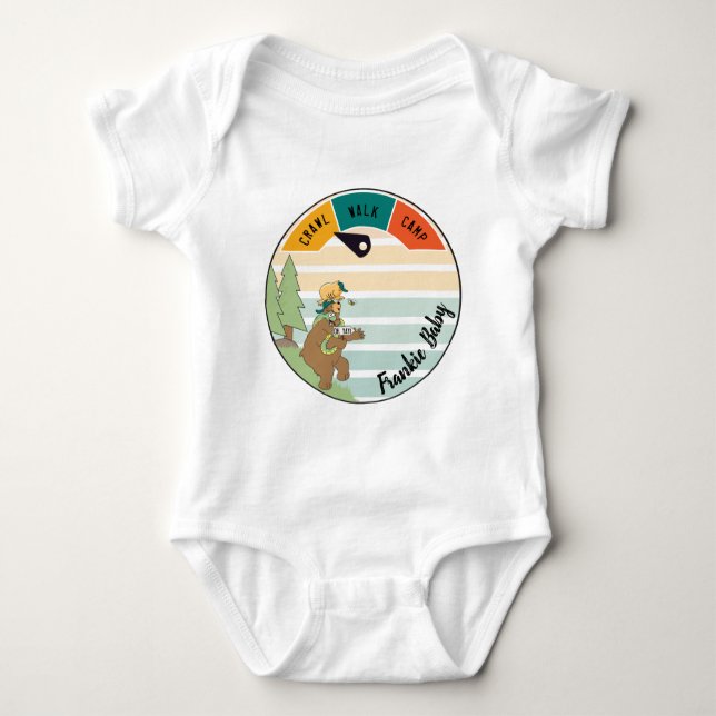 Baby Camp Bear, Snake, Owl Personalise Baby Bodysuit (Front)