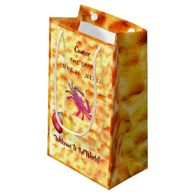 Baby Cancer / The Crab (June 21 – July 22)  Small Gift Bag (Front Angled)
