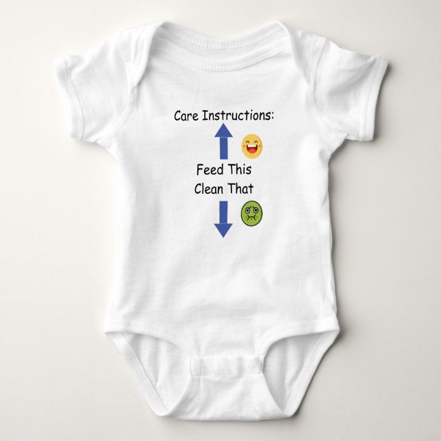 Baby Care Instructions One-Piece Baby Bodysuit (Front)
