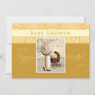 Baby Carriage Baby Shower Invite - Golden