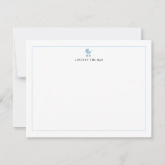 Baby Carriage Blue Border Personalised Stationery Card