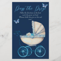 Baby Carriage Boy Baby Shower Pass the Prize Game